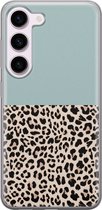 Leuke Telefoonhoesjes - Hoesje geschikt voor Samsung Galaxy S23 - Luipaard mint - Soft case - TPU - Luipaardprint - Blauw