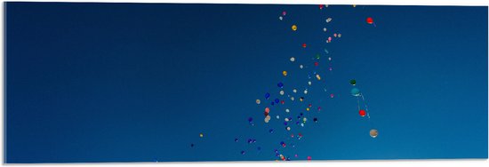 Acrylglas - Lucht Vol Gekleurde Ballonnen - 90x30 cm Foto op Acrylglas (Wanddecoratie op Acrylaat)