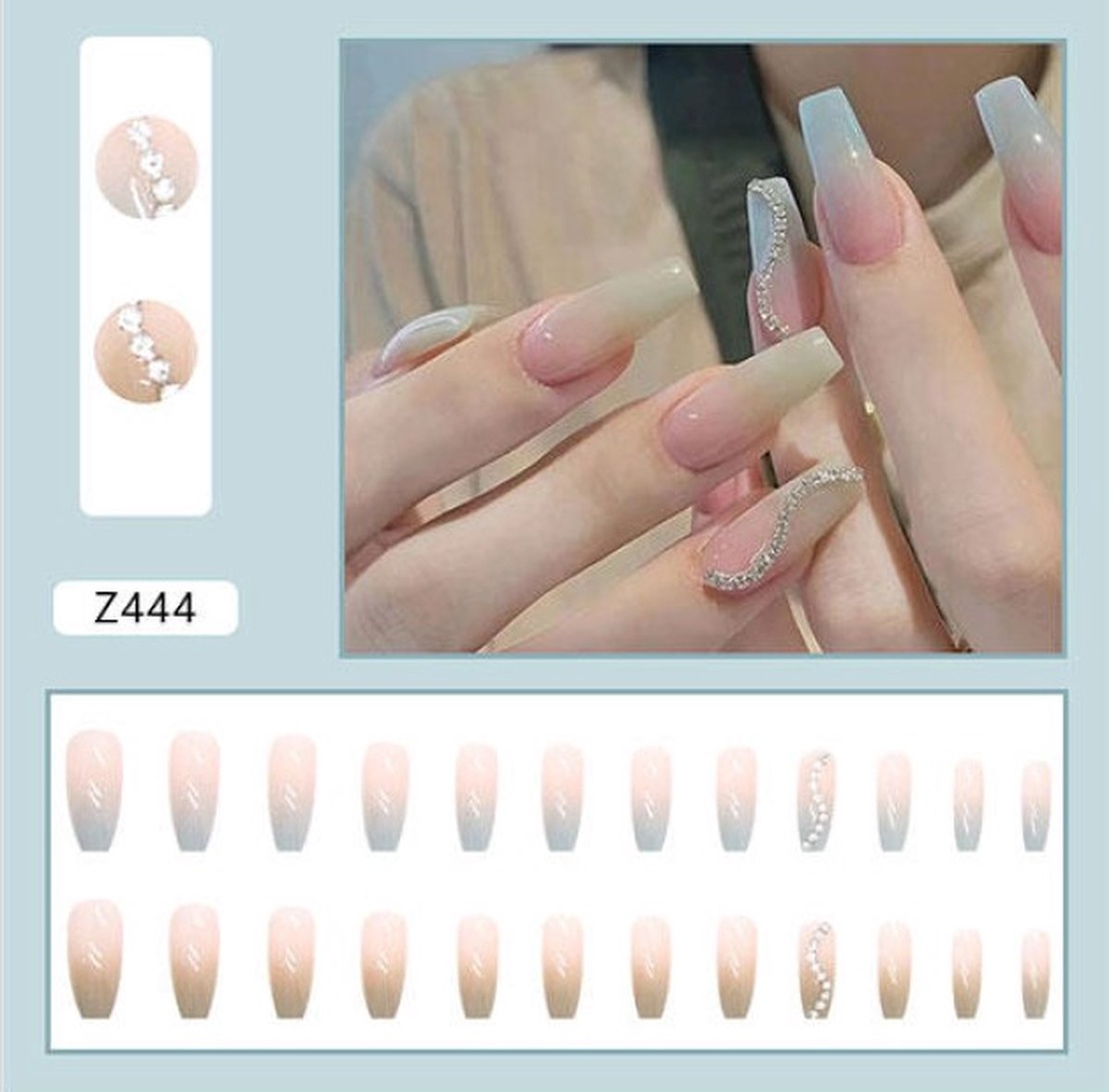 Dazori-plaknagels-kunstnagels-press on-nep nagels-24tips-Z444