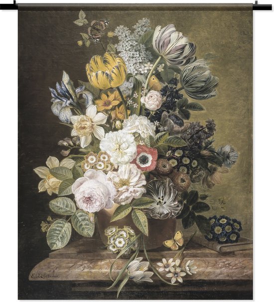 Wandkleed - wanddoek - Stil Leven Bloemen in Vaas No2 - 120 x 160 cm