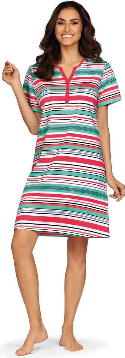 Comtessa Nachthemd 'Barbuda Stripes' - Katoen - 95cm Rood