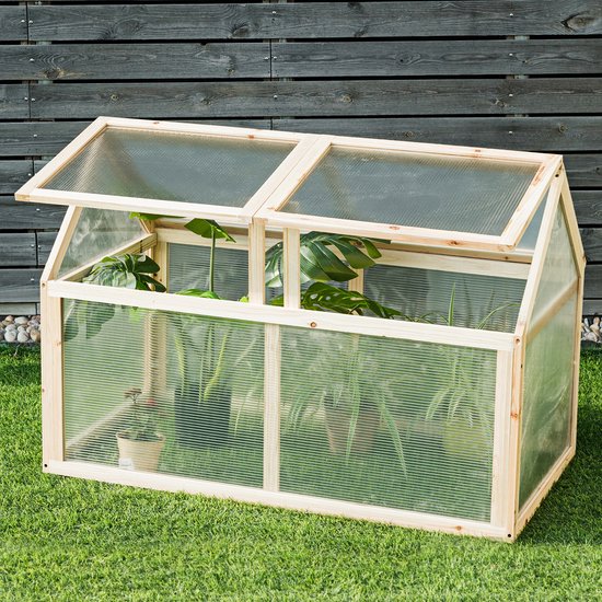 Coast Kleine Houten Koude Kas Verhoogde Beschutting voor Tuinbloembedden 100 x 53 x 71 cm