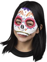 Partychimp Half Masker - Half Masker Pretty Catrina Halloween Masker voor bij Halloween Kostuum Volwassenen - Latex - One-Size