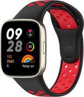Siliconen Smartwatch bandje - Geschikt voor Redmi Watch 3 sport bandje - zwart/rood - Strap-it Horlogeband / Polsband / Armband