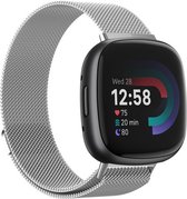 Strap-it Smartwatch bandje - Milanees bandje - geschikt voor Fitbit Versa 4 / Fitbit Sense 2 - zilver - Maat: Maat L