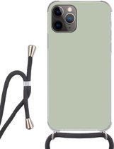 Telefoonkoord - Telefoonketting - Hoesje met koord Geschikt voor iPhone 13 Pro Max - Mintgroen - Effen kleur - Siliconen - Crossbody - Telefoonhoesje met koord