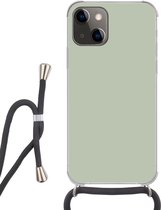 Telefoonkoord - Telefoonketting - Hoesje met koord Geschikt voor iPhone 13 Mini - Mintgroen - Effen kleur - Siliconen - Crossbody - Telefoonhoesje met koord