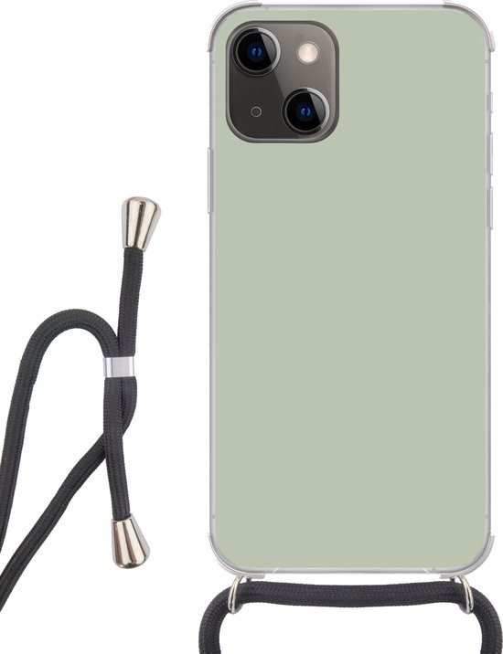 Telefoonkoord - Telefoonketting - Telefoonhoesje Geschikt voor iPhone 13 Mini - Mintgroen - Effen kleur - Siliconen - Crossbody - Telefoonhoesje met koord Telefoonhoesje