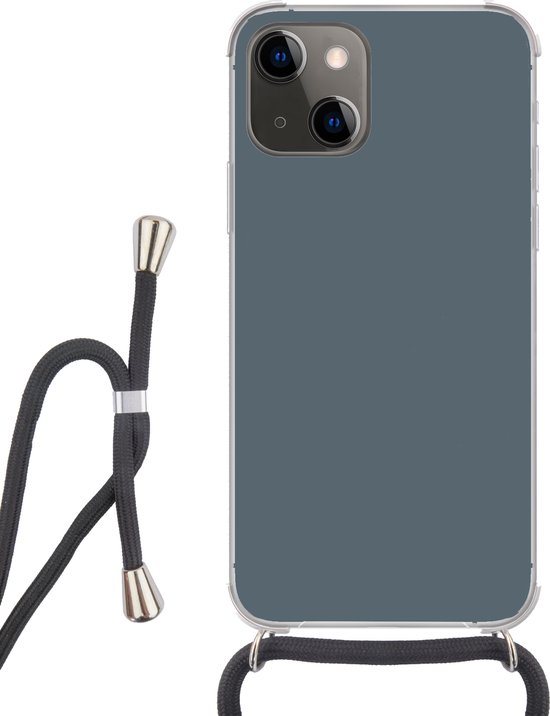 Cordon téléphonique - Chaîne téléphonique - Étui avec cordon iPhone 13 Mini - Couleurs - Blauw - Intérieur - Siliconen - Bandoulière - Étui téléphone avec cordon