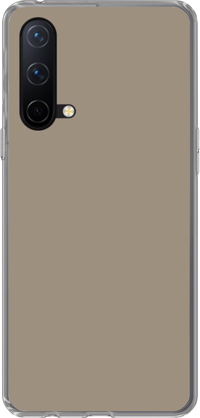 Coque transparente avec dos uni beige pour OnePlus Nord CE 5G.