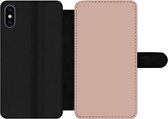 Bookcase Geschikt voor iPhone X telefoonhoesje - Roze - Palet - Oud - Effen - Oudroze - Met vakjes - Wallet case met magneetsluiting