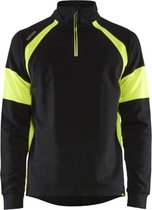 Blaklader Sweatshirt met High Vis zones 3550-1158 - Zwart/High Vis Geel - S