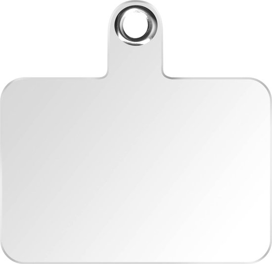 Une languette carrée transparente avec un œillet métallique sur le dessus.