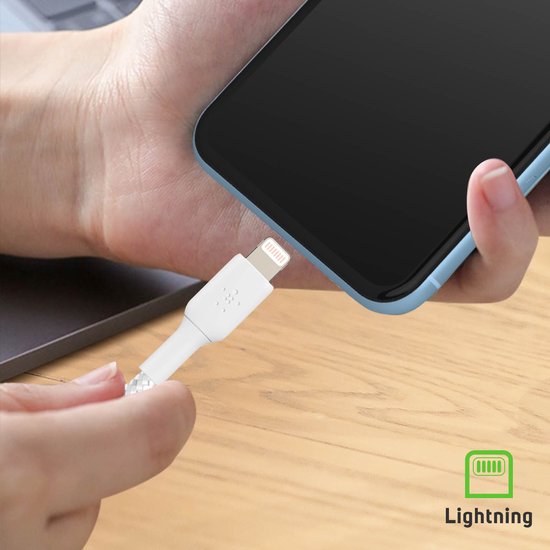 Belkin Braided iPhone Lightning naar USB kabel - 2m - Wit - Belkin