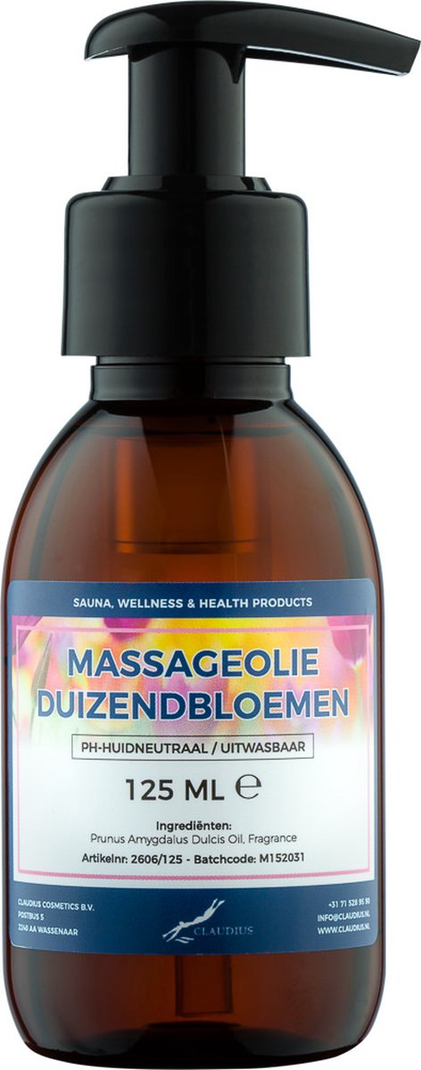 Goedkoopste Massageolie Duizendbloemen 125 ml met pomp - 100 natuurlijk - biologisch en koud geperst