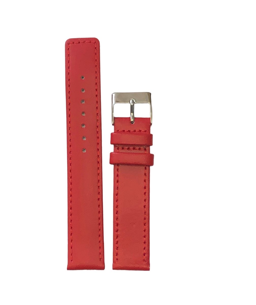 horlogeband-14mm-echt leer-rood-recht-zacht -plat-gestikt-14 mm
