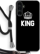 Case Company® - Hoesje met koord geschikt voor Samsung Galaxy A14 hoesje met Koord - King zwart - Telefoonhoesje met Zwart Koord - Bescherming aan alle Kanten en Over de Schermrand
