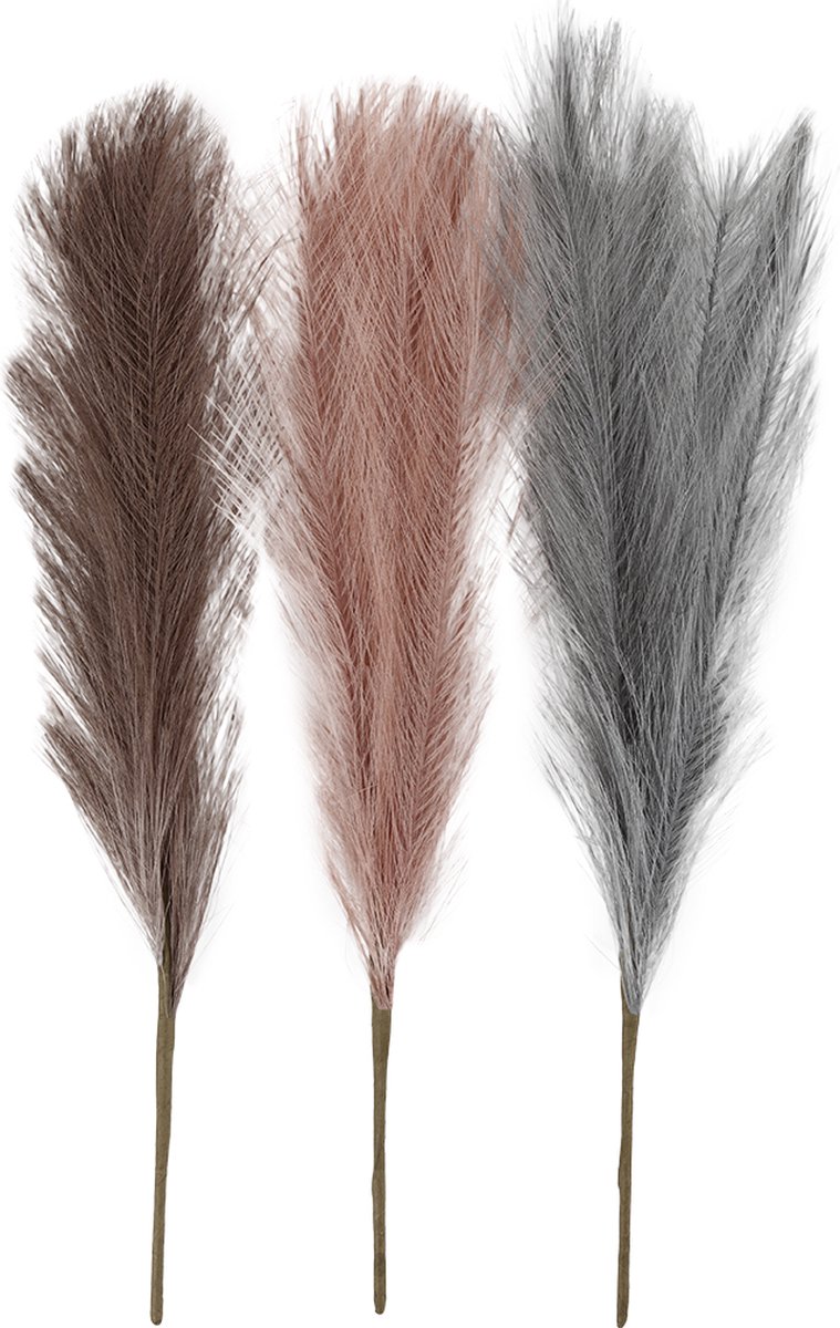 PacklinQ Pampasgras, L: 50 cm, zacht blauw, frosted lila, antiek roze, 3 stuk/ 1 bol