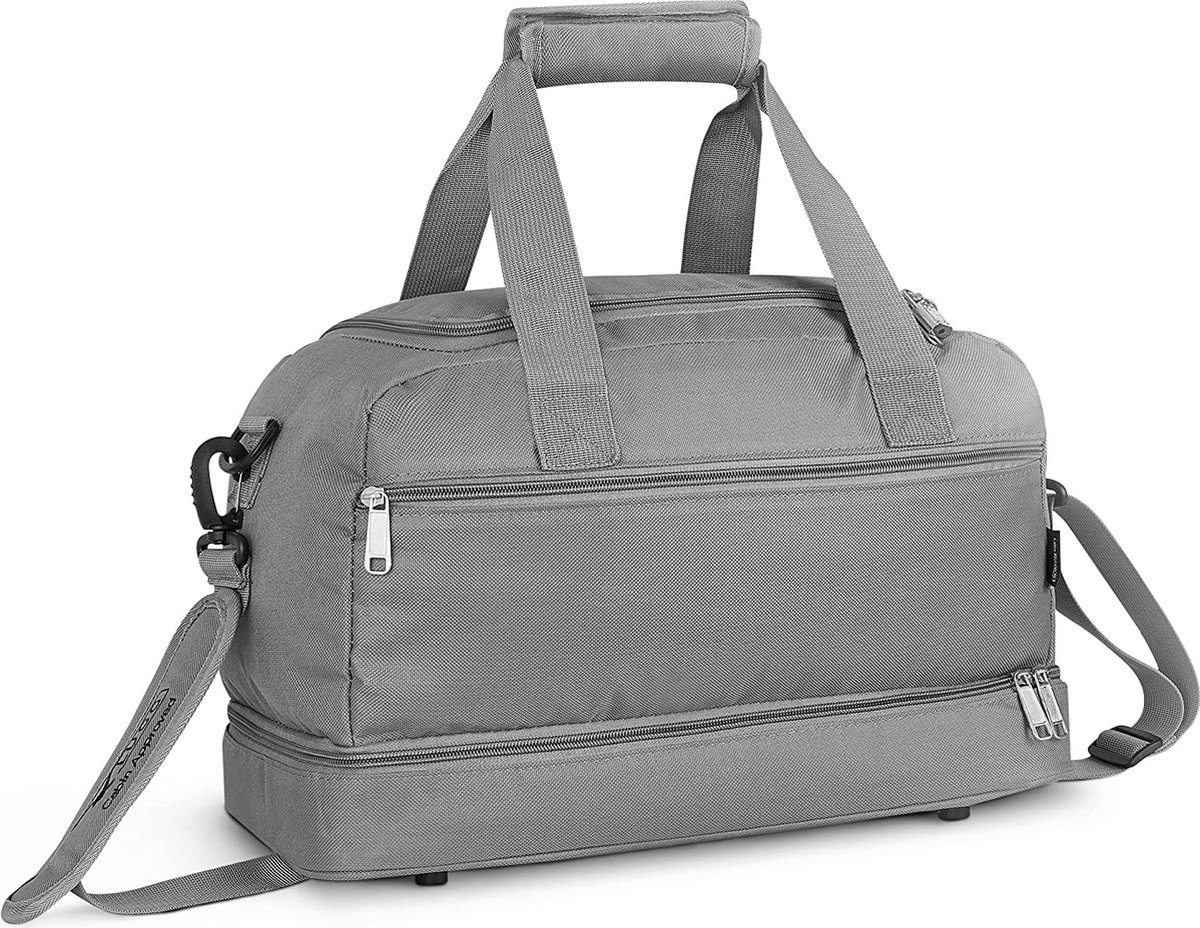 Handbagagetas - polyester cabinetreistas 40 x 20 x 25 cm, 20 liter, verzonden voor airborne vluchten onder airborne airways, grijs, cabin reistas