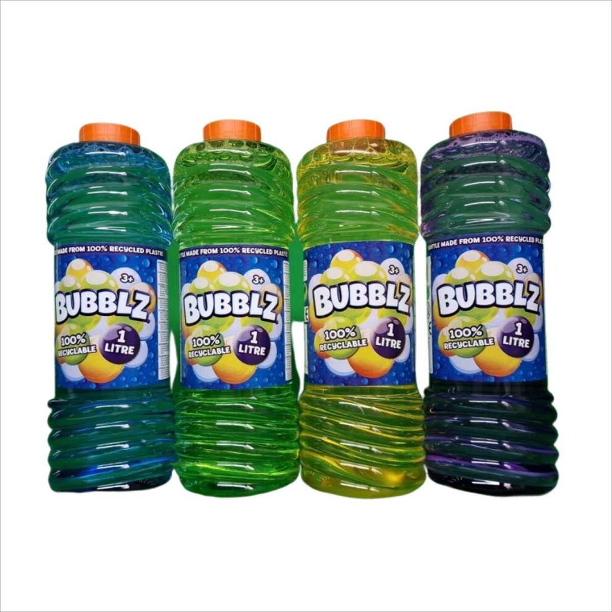 Bubblz | Bellenblaas Navulling | 4 x 1 Liter | Groen, Paars, Blauw, Geel | Zomer