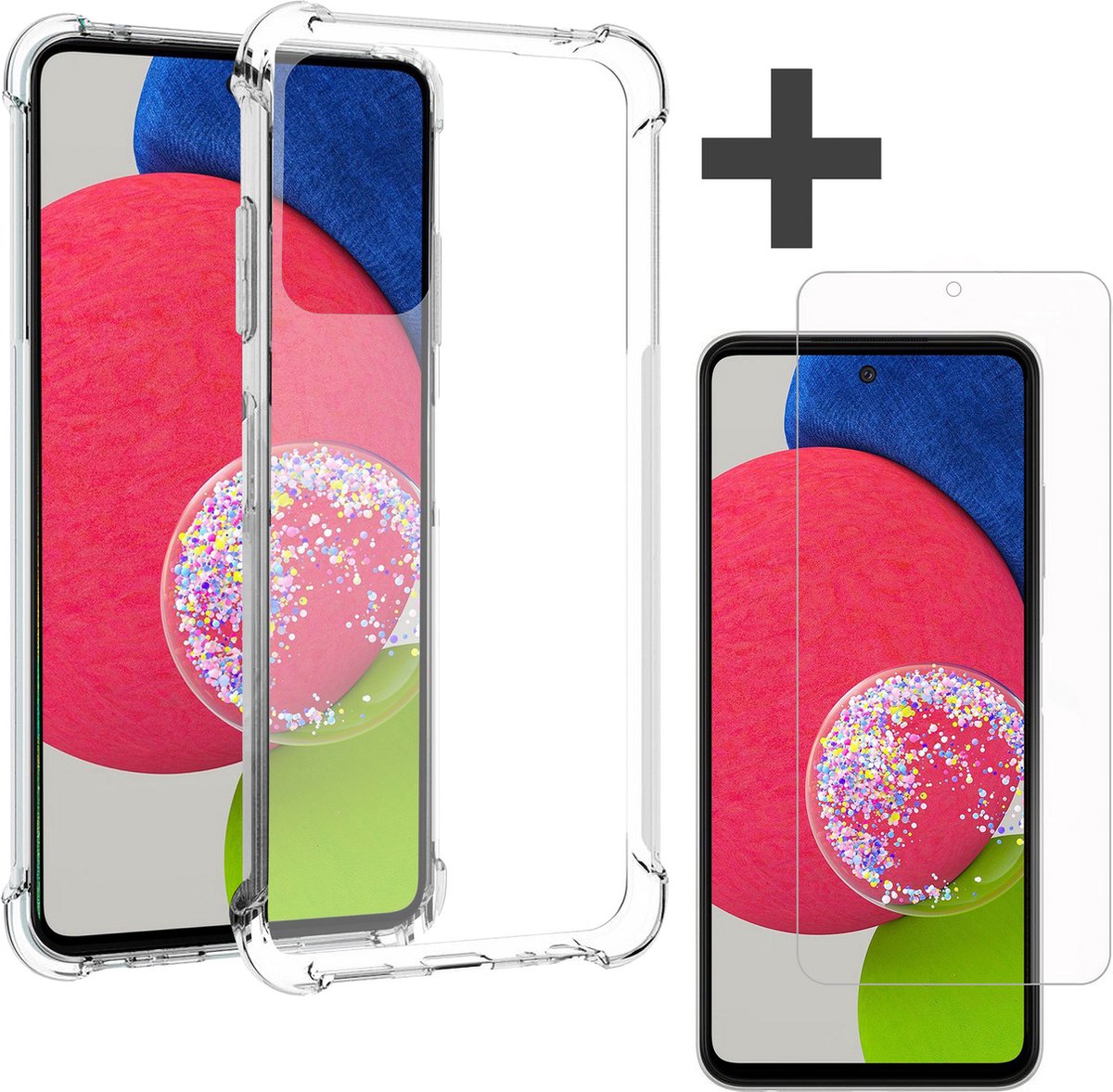 Arara Hoesje geschikt voor Samsung Galaxy A52 Hoesje transparant anti shock backcover + Samsung Galaxy A52 Screenprotector gehard glas tempered glass