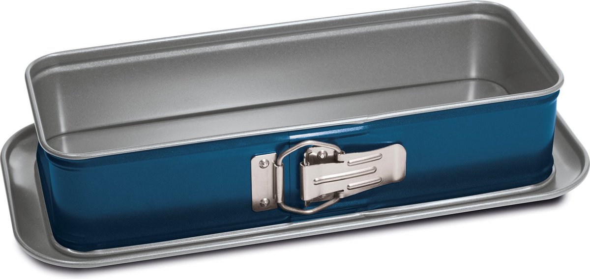 Guardini Xbake Springvorm - Cakeblik - Taartvorm - Cakevorm - Springvorm 30 cm - Springvorm Rechthoek - Bakvorm 30x11 cm - Staal - Blauw & Zilver