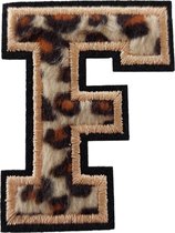 Strijk Embleem Alfabet Patch - Letter F - Panterprint - 6cm hoog - Letters Stof Applicatie - Geborduurd - Strijkletters - Patches - Iron On