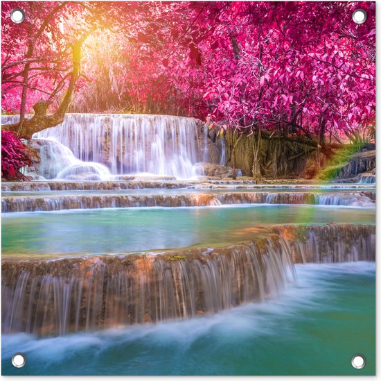 Waterval in het bos Tuinposter 120x80 Wanddecoratie Landschap Natuur Waterval in het bos Tuinposter 120x80 Wanddecoratie Landschap Natuur