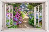 Poster de jardin Hortensia - Transparent - Fleurs - Été - 90x60 cm - Toile de jardin