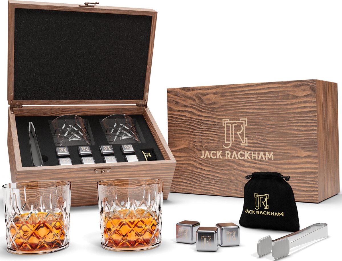 Whiskey Set 12 delig Whisky set - Met Glazen En Aluminium Stenen - Whisky Stones Set