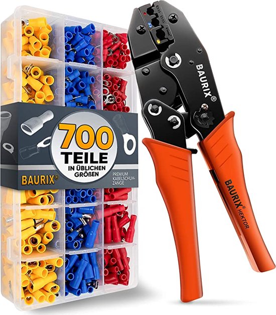 Preciva Krimptang adereindhulzen set, 0,25-10,00 mm² 1300-delige enkele draad en dubbele draad krimptangset, perstang voor geïsoleerde niet-geïsoleerde adereindhulzen