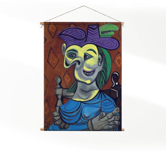 Textielposter Picasso Femme Assise 1939 L (85 X 60 CM) - Wandkleed - Wanddoek - Wanddecoratie
