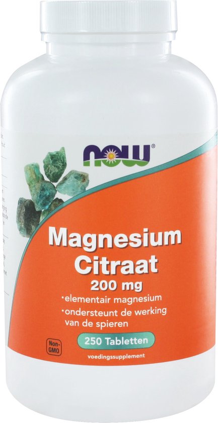 Magnesium citraat 200 mg 250 tabletten - Voedingssupplement