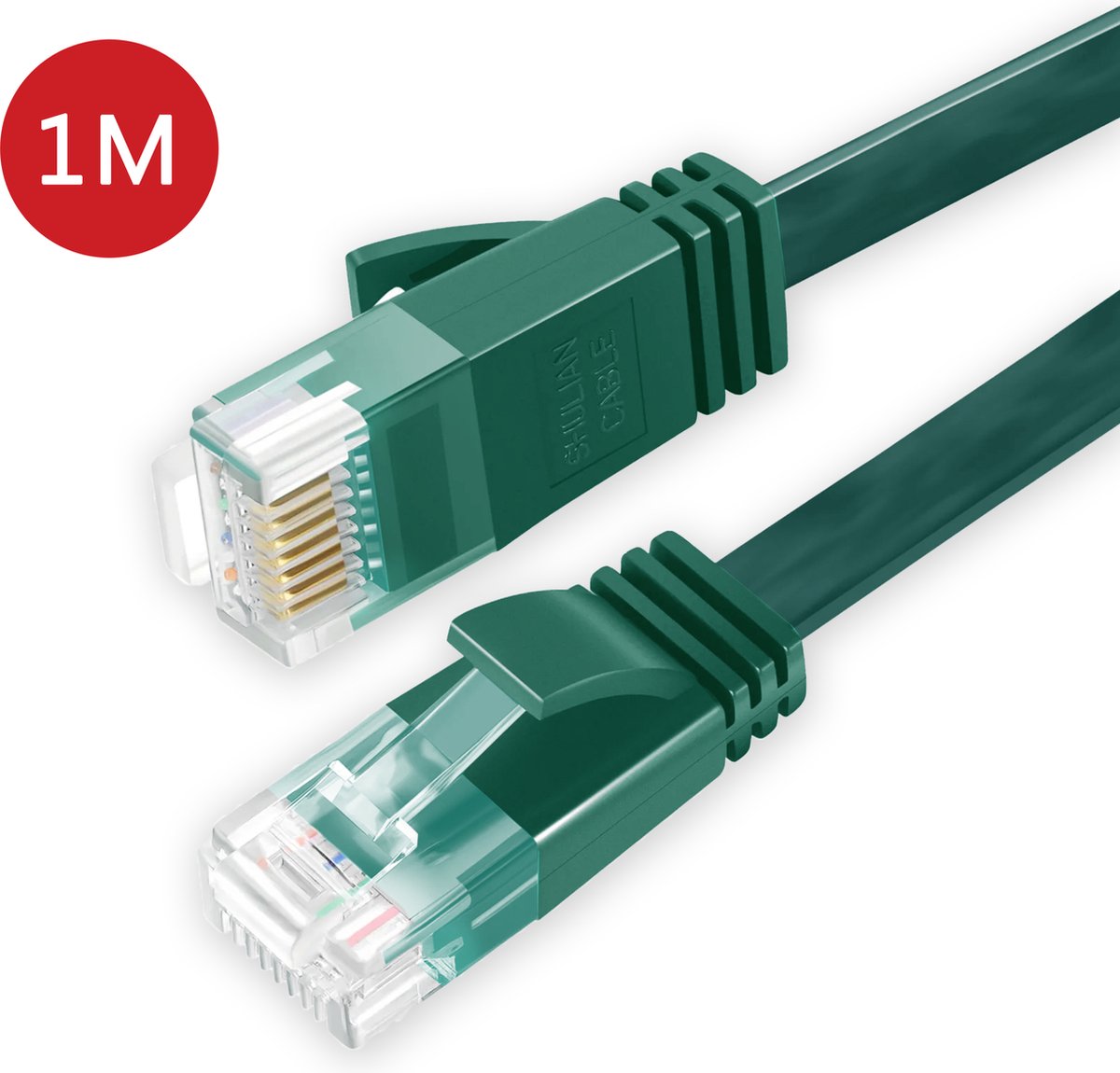 BukkitBow - Cat6 - U/UTP Kabel – Netwerkkabel – Extra Plat – 1 Meter – Groen