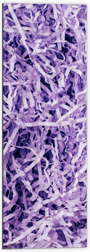 Dibond - Verzameling Paars Versnipperd Papier - 40x120 cm Foto op Aluminium (Wanddecoratie van metaal)