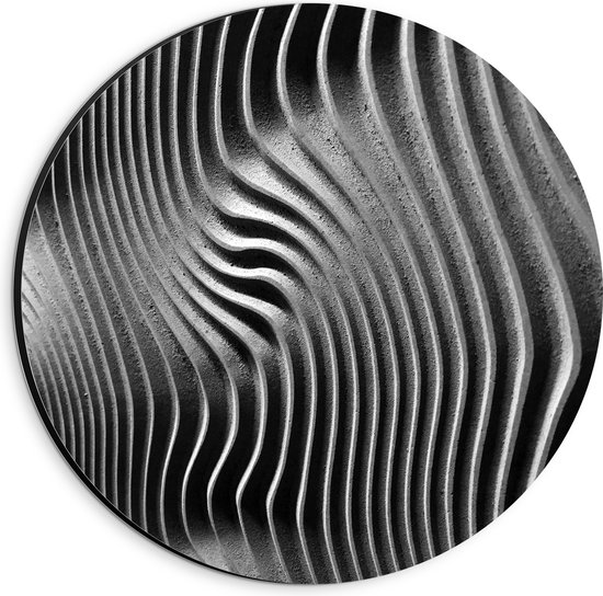 Dibond Muurcirkel - Wikkelend Patroon in Muur - 20x20 cm Foto op Aluminium Muurcirkel (met ophangsysteem)