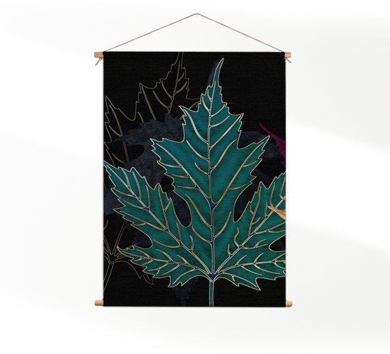 Textielposter Het Blad Van De Boom Kunst 01 L (85 X 60 CM) - Wandkleed - Wanddoek - Wanddecoratie