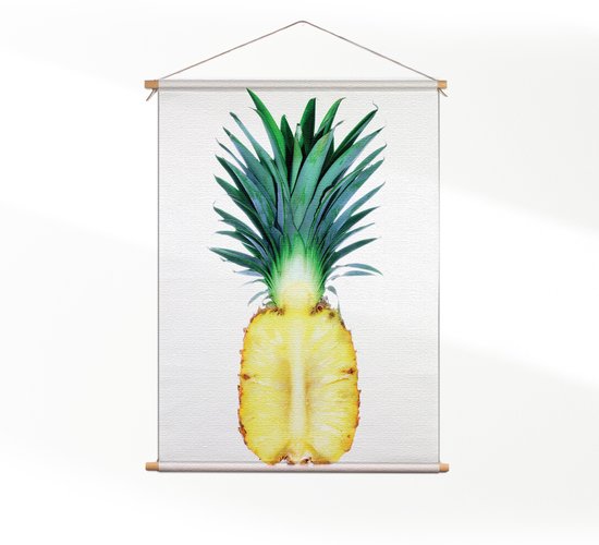 Textielposter Pineapple Doorsnee 02 XL (125 X 90 CM) - Wandkleed - Wanddoek - Wanddecoratie