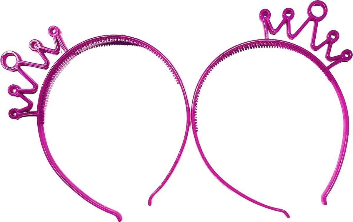 Haarband - Diadeem - Met Kroontje - Paars - Set 2 Stuks (699)