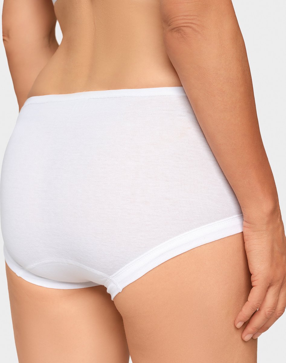 Taille slip met zachte katoenen boorden 141 - 100% katoenen ondergoed - Niet irriterend - Klassieke dames onderbroek - Grote maten - 48 - Wit