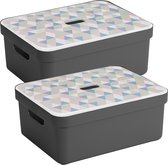 Sunware Sigma Home Opbergbox - 24L - 2 Boxen + 2 Deksels - Antraciet