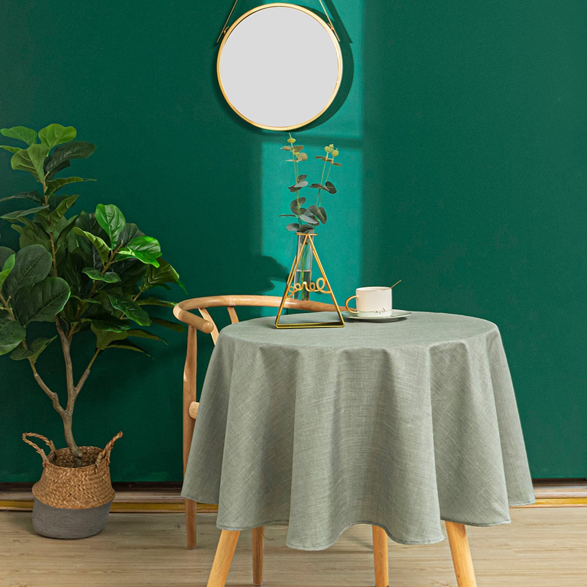 Rond Tafelkleed Uni Lichtgrijs 160cm - Tafellaken Polyester - Vocht- en vuilafstotend