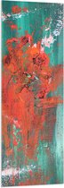 Acrylglas - Oranje Vlekken op Groene Ondergrond - 50x150 cm Foto op Acrylglas (Wanddecoratie op Acrylaat)