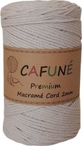 Cafuné Macrame koord - Premium -2mm-Beige-230m-250-Gevochten koord-Gerecycled katoen-Koord-Macrame-Haken-Touw-Garen