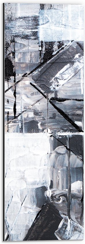 Dibond - Verfmix van Zwart, Wit en Grijs Tinten - 20x60 cm Foto op Aluminium (Met Ophangsysteem)