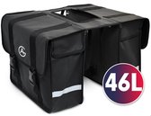 AG Fietstas 46 Liter - Dubbele Fietstas - Extra veel ruimte - Waterafstotend - Reflectoren  fietstassen - electrische fietsen - Zwart - dubbel
