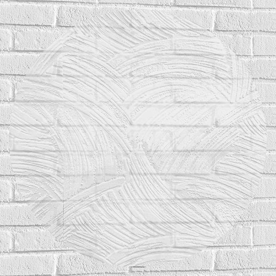 Muursticker Cirkel - Witte Golvende Structuur in Witte Ondergrond - 80x80 cm Foto op Muursticker