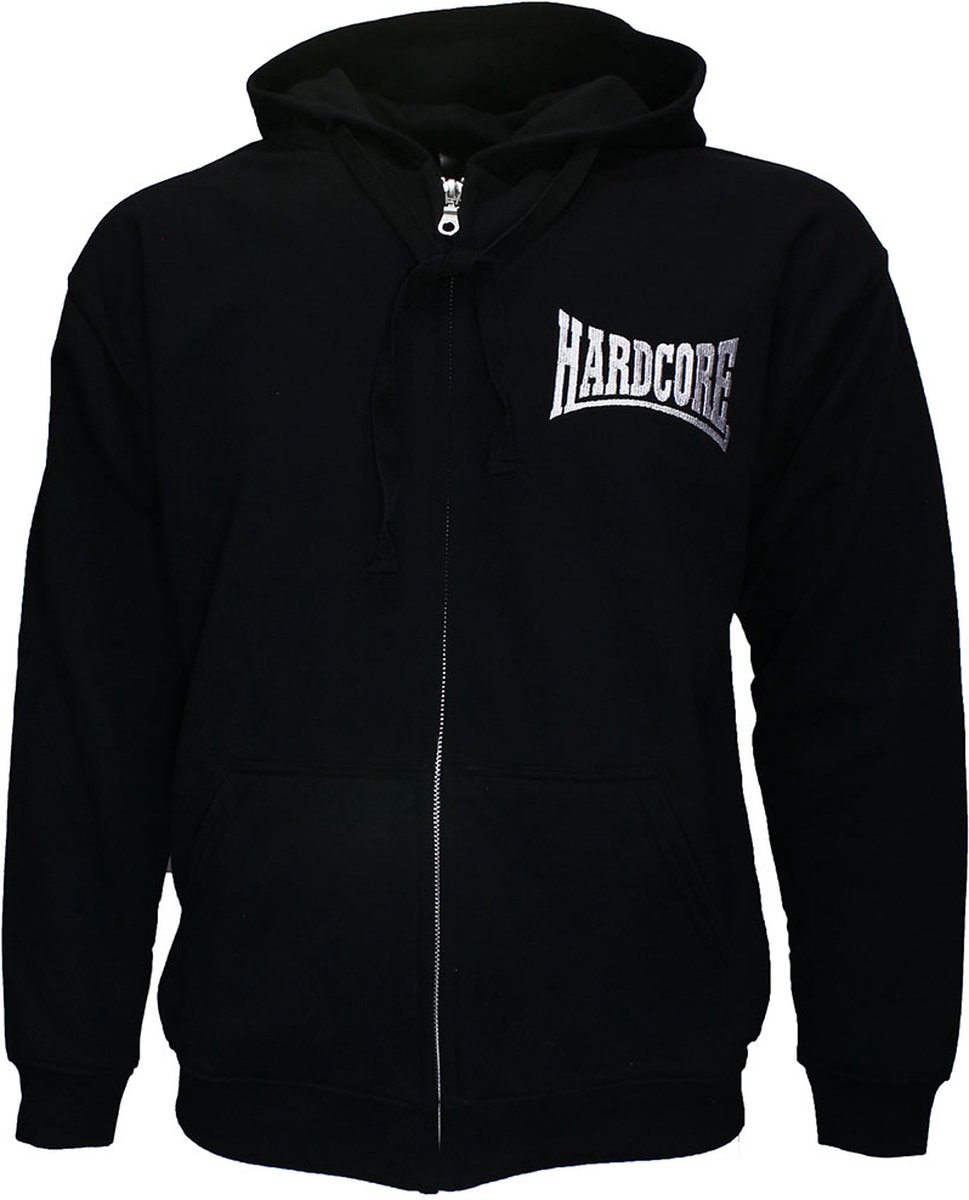 Hardcore Geborduurd Logo Hoodie Vest met Rits - Origineel Design - S