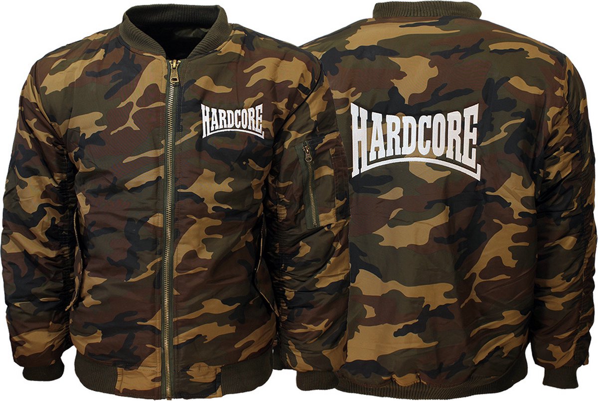 Hardcore Camouflage Geborduurd Logo Bomberjack Style Jas - L