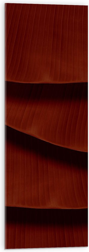 Acrylglas - Textuur in Rode Opgestapelde Bladeren - 30x90 cm Foto op Acrylglas (Met Ophangsysteem)